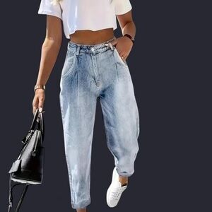 Blue Boyfriend Jeans Relaxed Fit Vintage Look